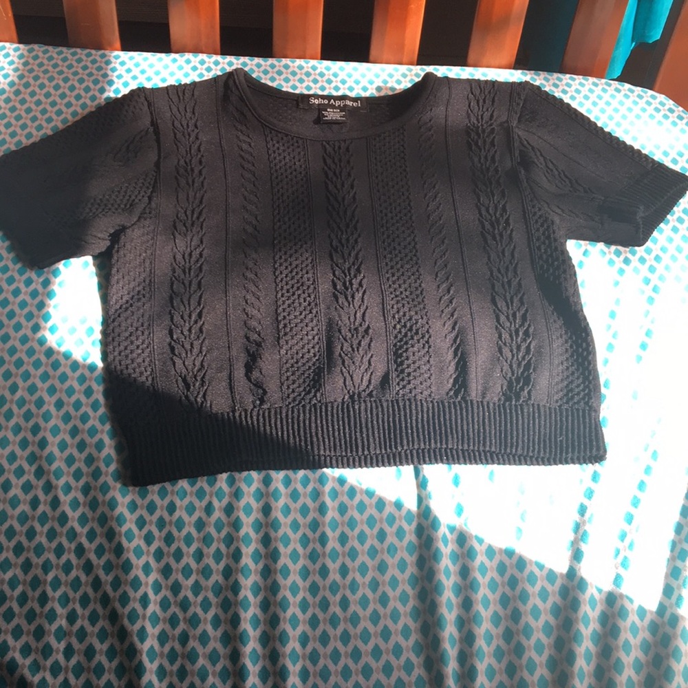 Black fake knit top